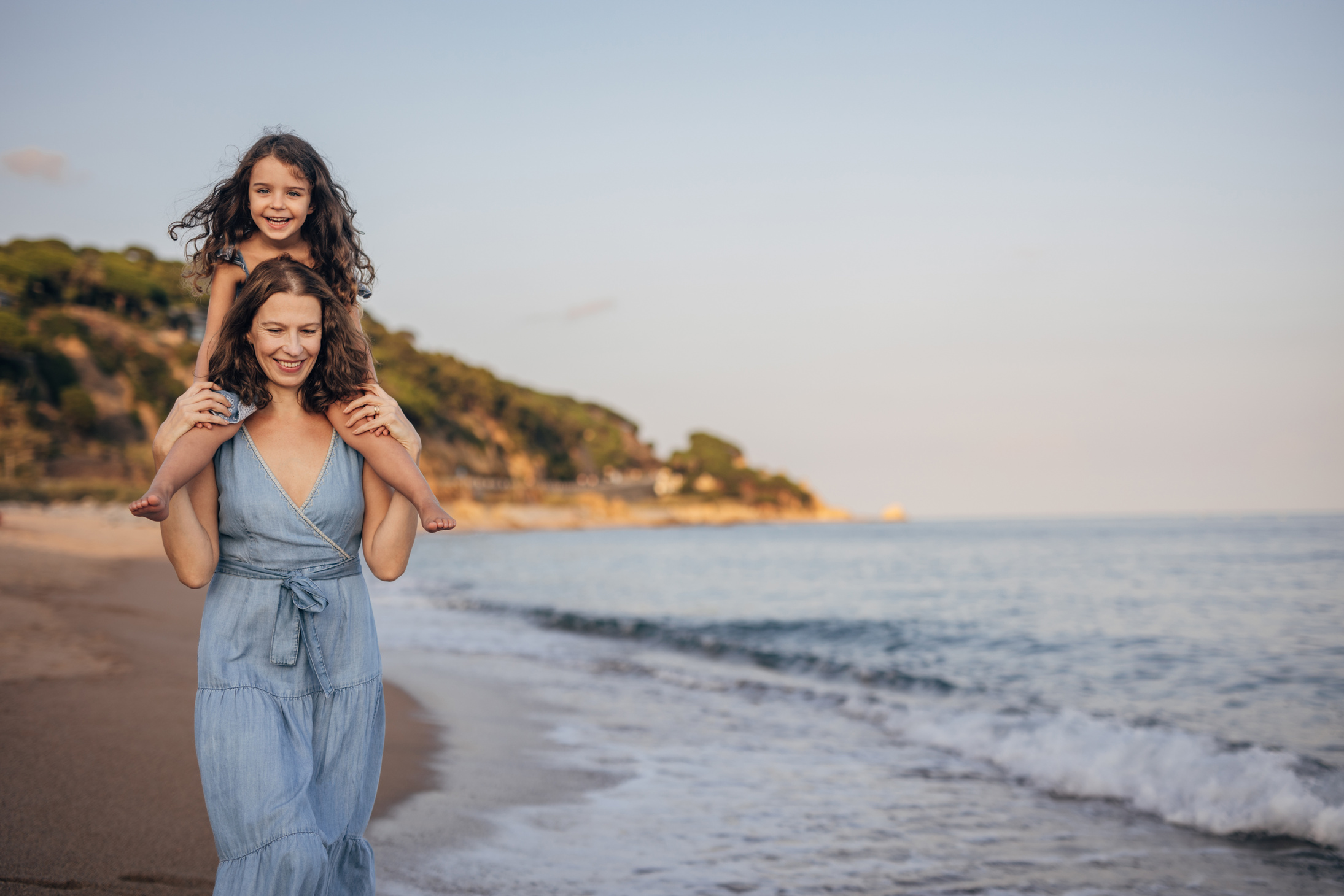 Happy mom and daughter